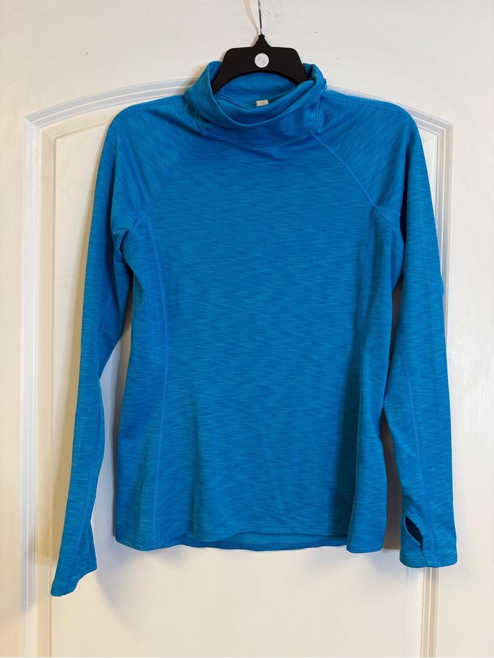 Under Armour ColdGear Blue Heather Funnel Neck Thumbhole Pullover